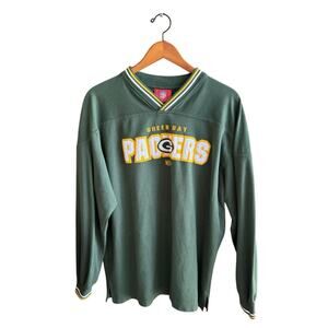 Vintage Green Bay Packers Shirt NFL Green Long Sleeve Embroidered Men’s Large